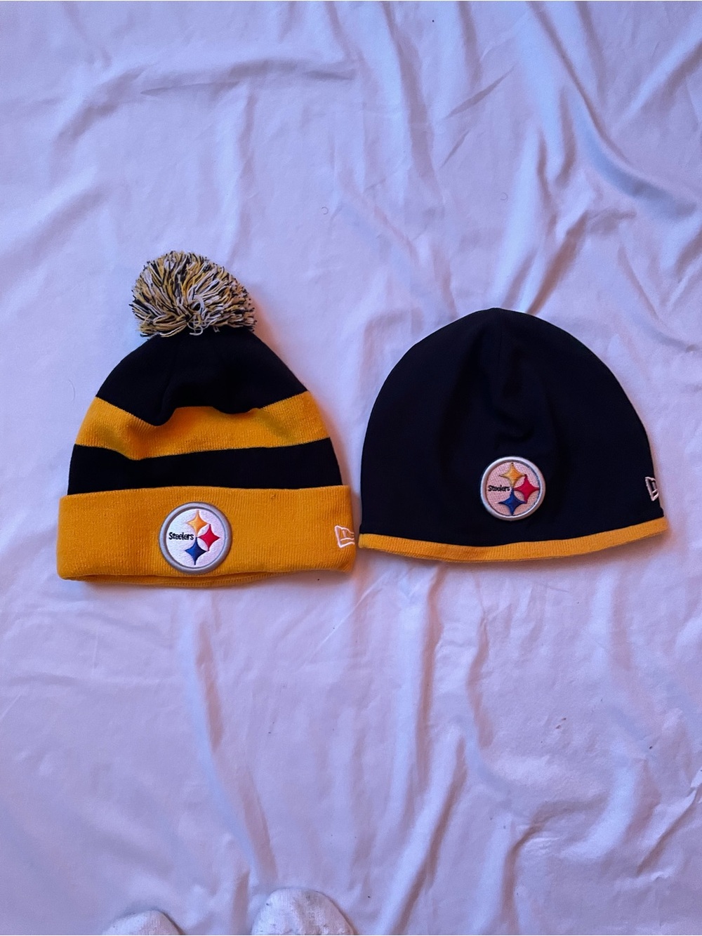 New Era Pittsburgh Steelers NFL Knit Matching Beanie Hats Lot of 2 One Size
